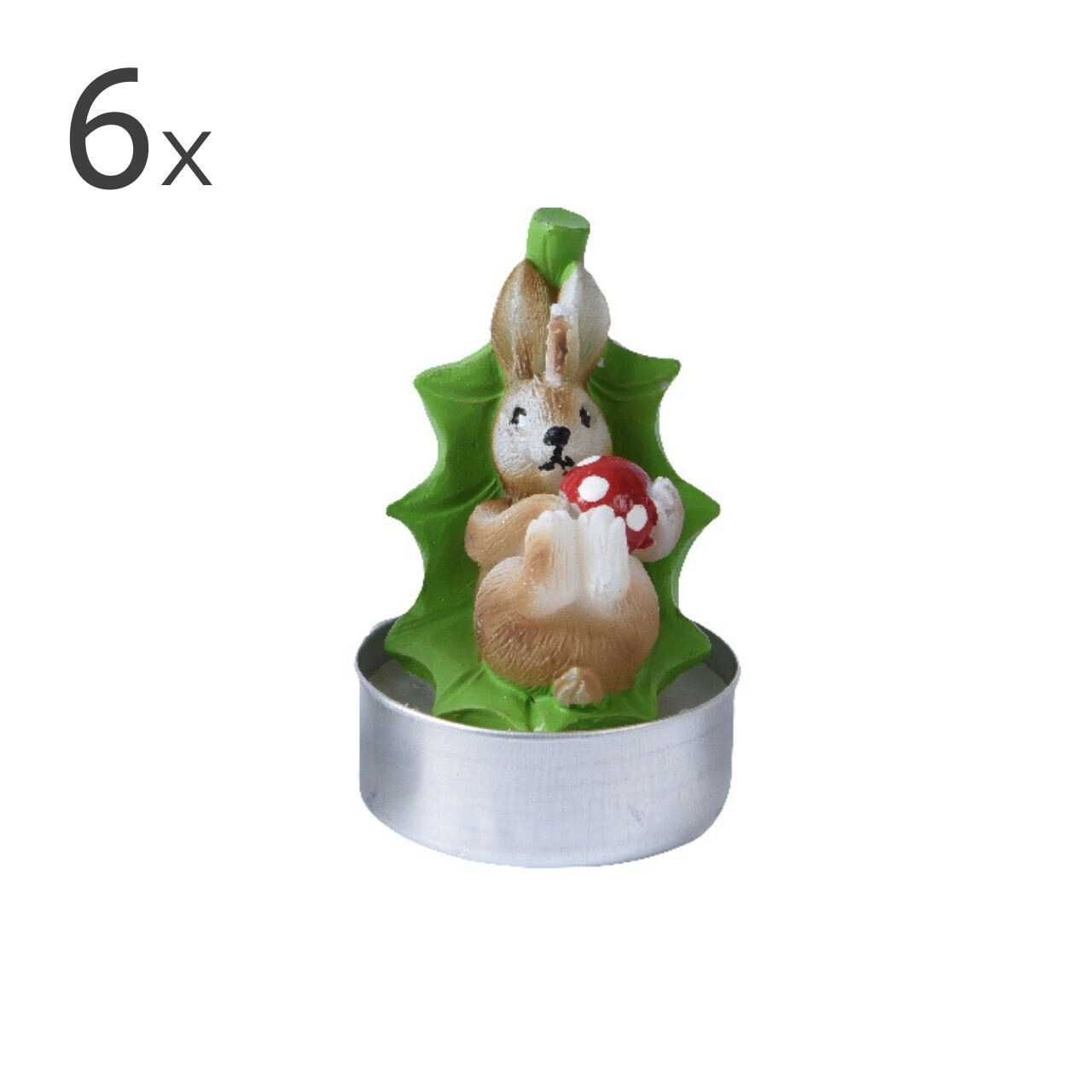 Set 6 lumanari Rabbit, Decoris, ceara, 3 h, multicolor - imagine 3